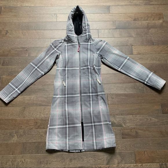 lululemon athletica Jackets & Blazers - LULULEMON Apres Jacket Gray Multi Plaid Hooded Long Rain